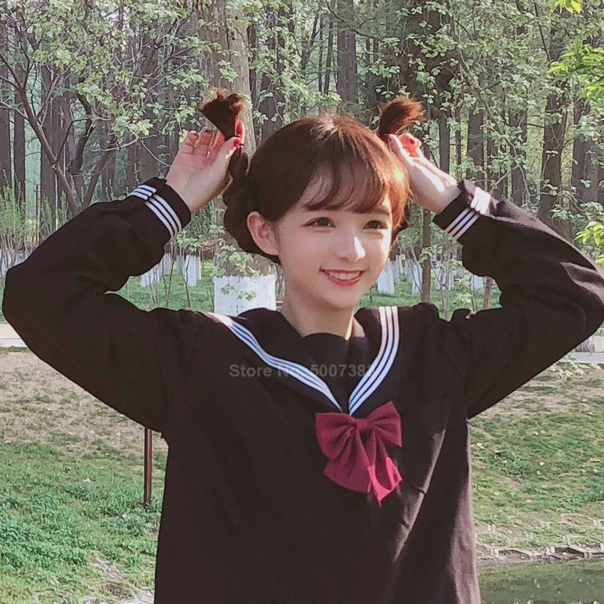 Японский стиль Матросская Униформа JK Лолита длинный рукав школьная форма корейская мода одежда Вечерние Косплей Хэллоуин студента