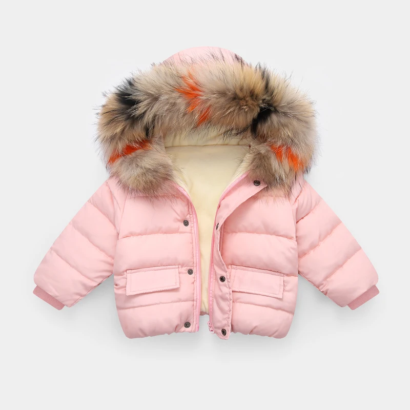 Модное зимнее пальто с мехом для девочек детская зимняя куртка зимняя одежда для маленьких девочек зимнее пальто для маленьких девочек