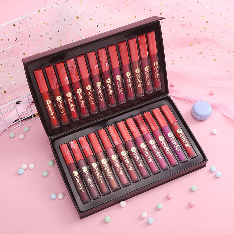 

Online Celebrity 24 Color Lip Gloss Suit Matte Non-stick Cup Glaze Long-lasting Easy to Color Velvet Moisturizing Makeup Gift Bo