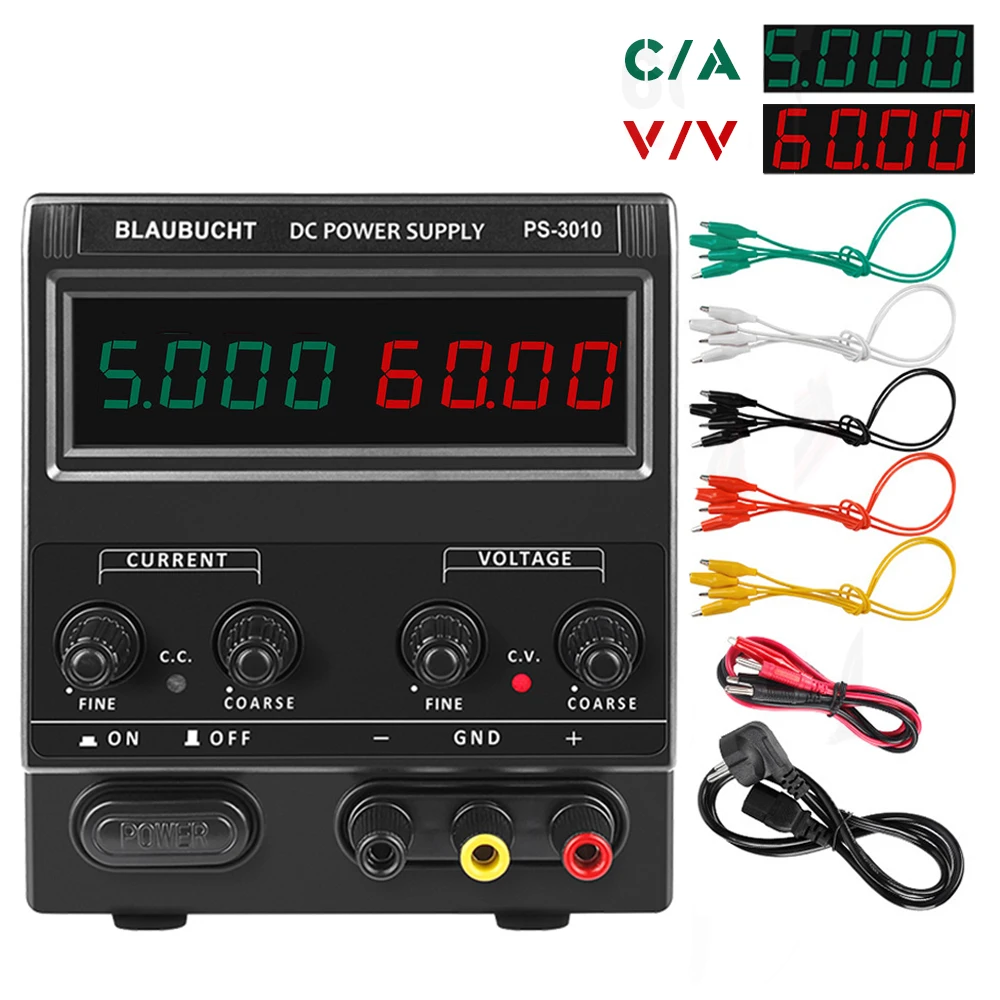 

BLAUBUCHT High-Precision Adjustable Lab Power-Supply DC Regulated Switched Bench Power Source Digital voltage stabilizer