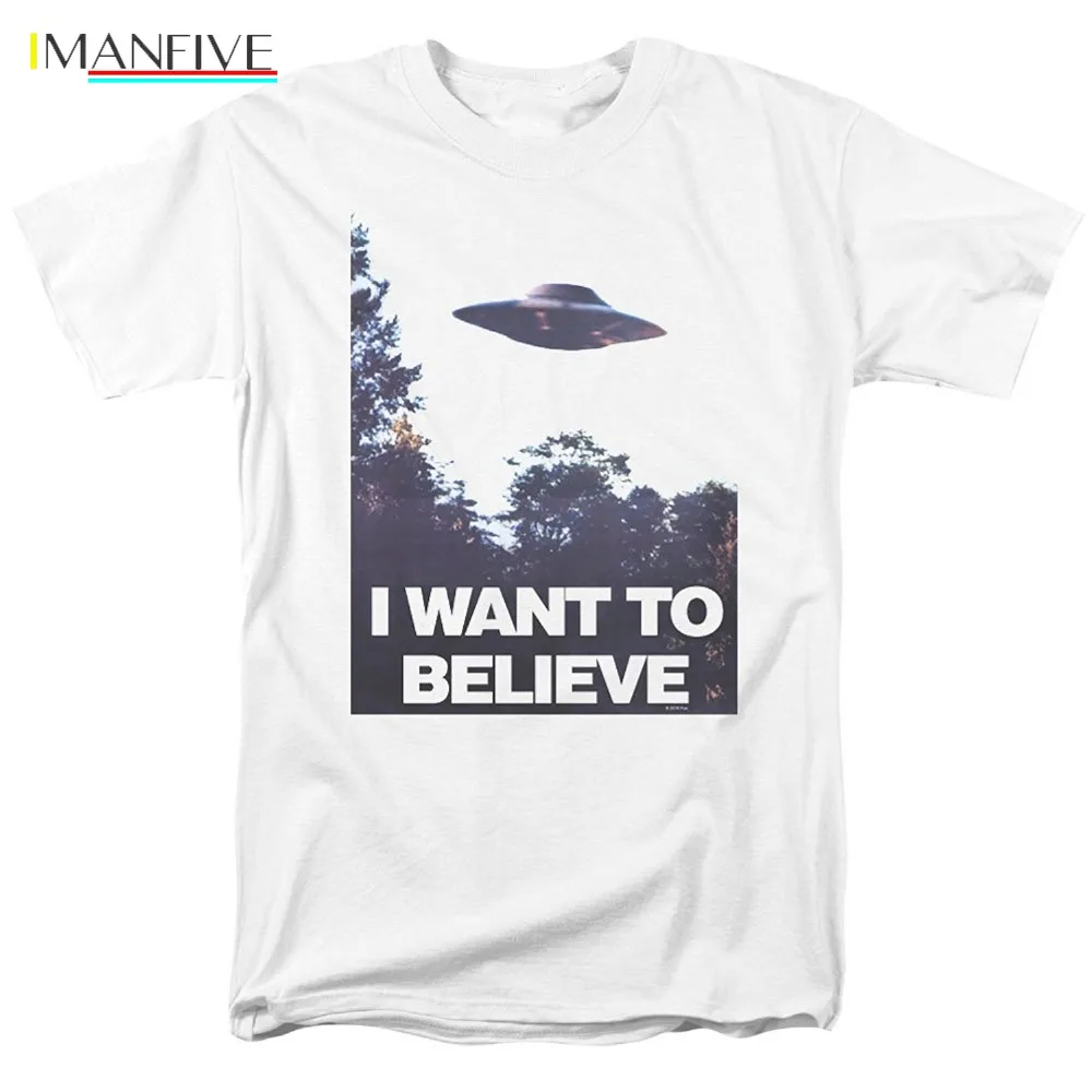 

2019 Summer Fashion Streetwear Short Sleeve Tees X Files I Want To Believe Aliens Ufo T Shirt Fashion Men T Shirt Clothing
