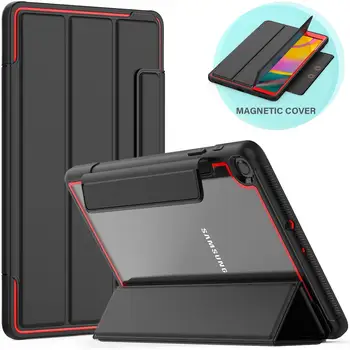 

Ultra slim leather smart cover case for samsung galaxy tab a sm t510 T515 transparent back cover
