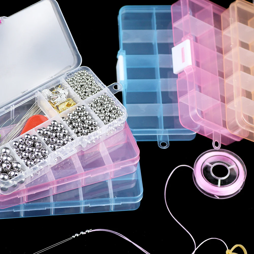 

YHBZRET Adjustable 10 Slots Plastic Storage Box packaging transparent Tool Case Craft Organizer box Jewelry Beads accessories