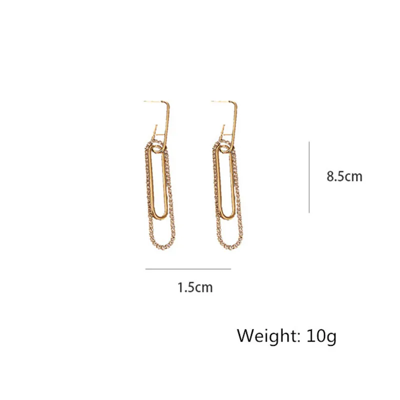 FYUAN Long Rectangle Crystal Drop Earrings for Women Bijoux Geometric Rhinestone Earrings Statement Jewelry
