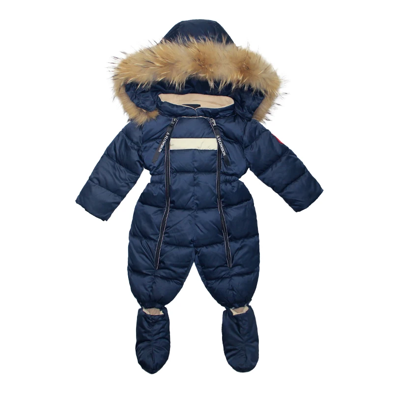 Новая зимняя одежда для малышей утепленные теплые комбинезоны с капюшоном Детский комбинезон для мальчиков, зимний комбинезон для маленьких девочек, верхняя одежда