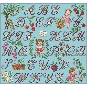 

Alphabet Orchard patterns Counted Cross Stitch 11CT 14CT 18CT DIY Chinese Cross Stitch Kits Embroidery Needlework Sets