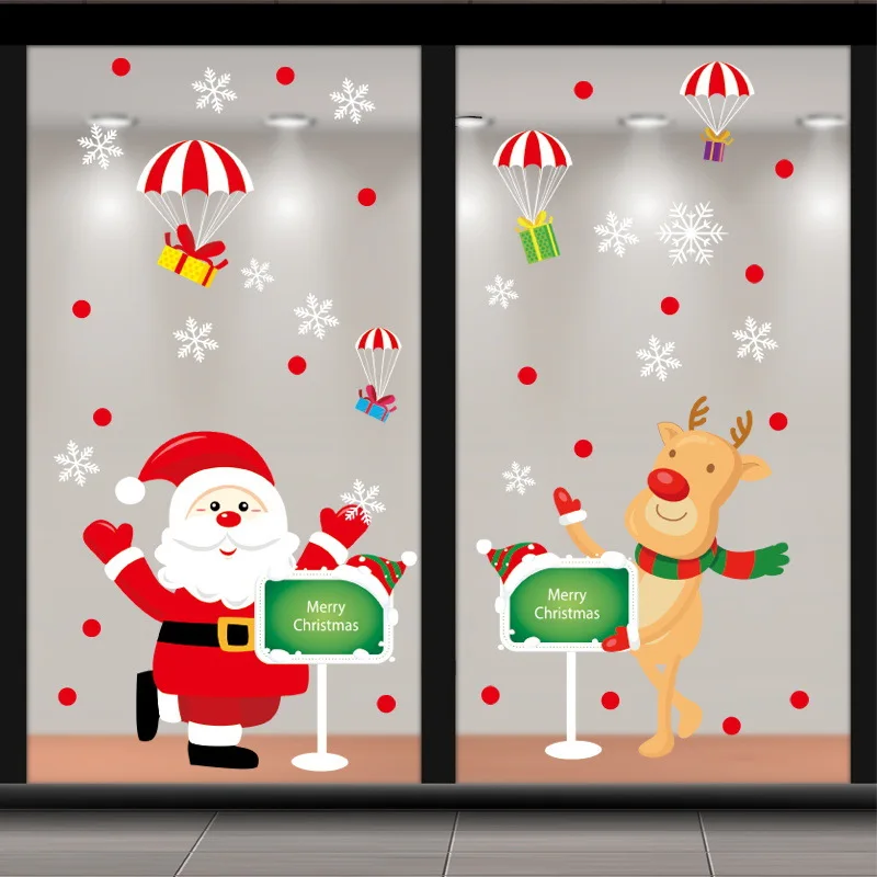 50x70cm Christmas Windows Sticker Merry Decorations For Home 2020 Ornament Xmas party Gifts New Year | Дом и сад