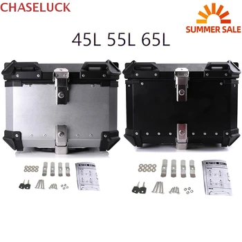 

45L-65L Universal Motorcycle Rear Luggage Trunk Storage Moto Top Case Tool Box Waterproof Helmet Key Lock Tail Toolbox Aluminum