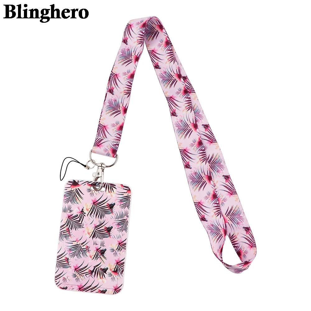 CB504 Pink Leaves Keychain Cute Neck Lanyards For Key ID Card Phone USB