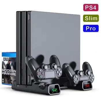 

PS4/PS4 Slim/PS4 Pro Vertical Dual Controller Charger Console Cooling Stand Charging Station LED Fan For SONY Playstation 4