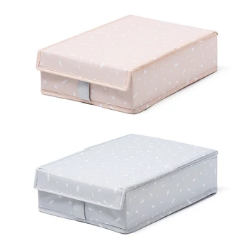

2Set Grids Dividers Storage Boxes with Cloth Cover Closet Organizer for Bra Underwear Socks Drawer Storage Box Pink & Gray