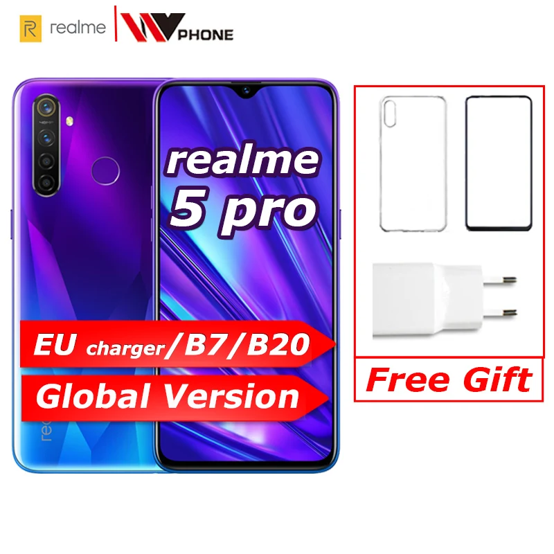  realme 5 Pro global version VOOC 20W Fast Charger 6.3 inch Moblie Phone Snapdragon 712 AIE Octa Cor - 4000334078793