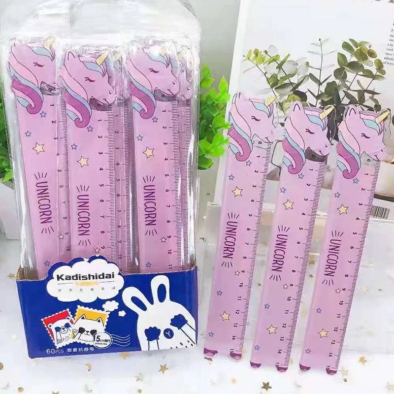 Новые милые пластиковые прямые линейки с единорогом Kawaii школьные и офисные
