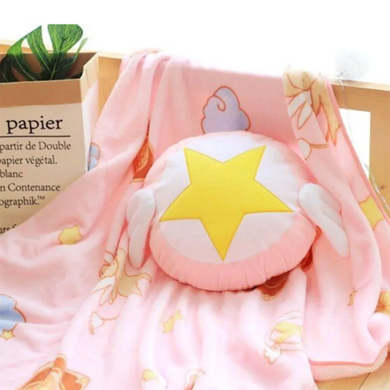 Plush Toys Star Pillow 30cm Plush Soft Card Captor Sakura Doll Star Anime Printed Plush Pillow Office Useful Cushion Blanket Stuffed Creative Doll Pink