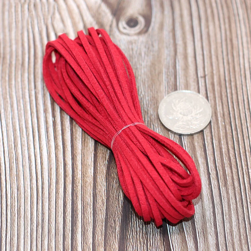 DIY Leather Rope Candy Color Flat Faux Suede Leather Rope Bracelet Necklace Handmade Material 3mm Thickness 5 Meters leather rope supplies