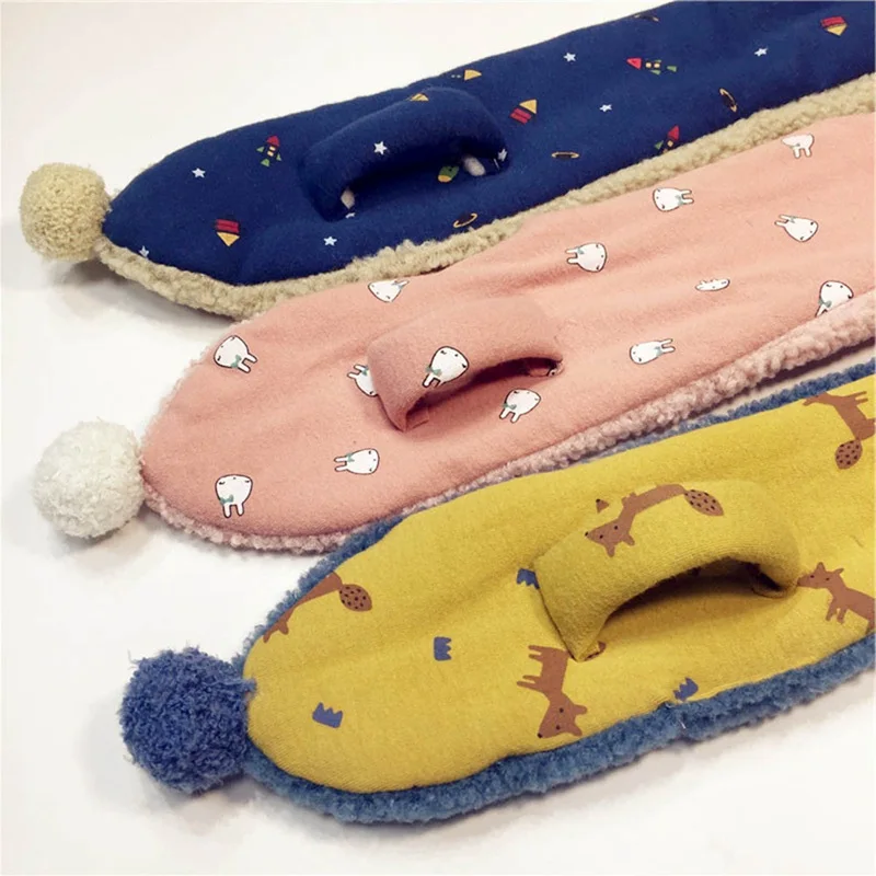Детские зимние теплые детские шарфики для девочек и мальчиков, шарф с милым принтом, утолщенный флисовый помпон, шарф