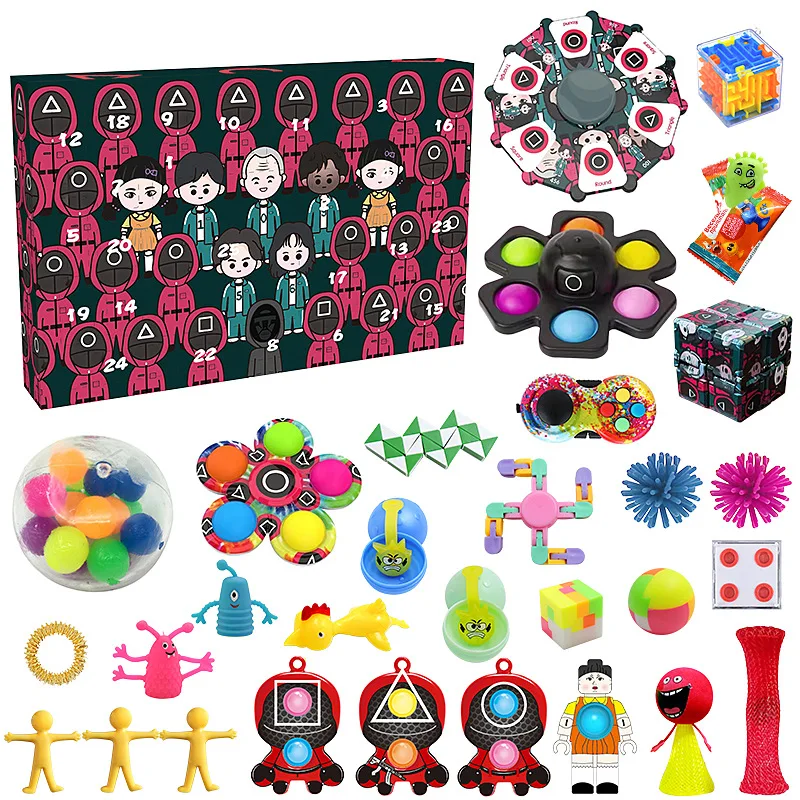 Newly Fidget Toys Squid Game Advent Calendar Pack Anti Stress Toys Relief  Fidget Toy Blind Box Kid Halloween Christmas Gift _ - AliExpress Mobile