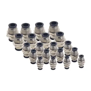 

Black 4 6 8 10 12MM Pneumatic Bulkhead Straight Push In Quick Fitting Connector Union PM -04 06 08 10 12
