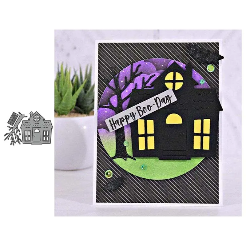 

JC Tree Horror House Metal Cutting Dies for Scrapbooking DIY Template Handmade Shape Stencil Craft Mold Mould Decor New Design