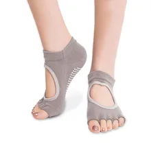 Женские носки для йоги с открытой спиной на пять пальцев противоскользящие носки для лодыжки в горошек фитнес, Пилатес носки для тренажёрного зала женские спортивные носки