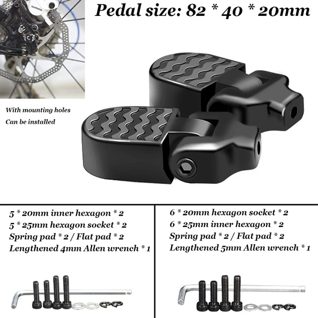 Mountain Bike Rear Foot Pedal Manned Bicycle Rear Seat Foot Pedal Rear Pedal Quick Release Shaft Installation Foot Post Black