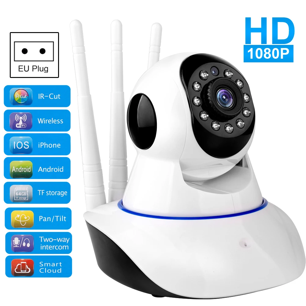 

1080P HD Wireless WIFI IP Camera Network Cam CCTV Indoor Security Night Vision Camera Home Video Baby Monitor