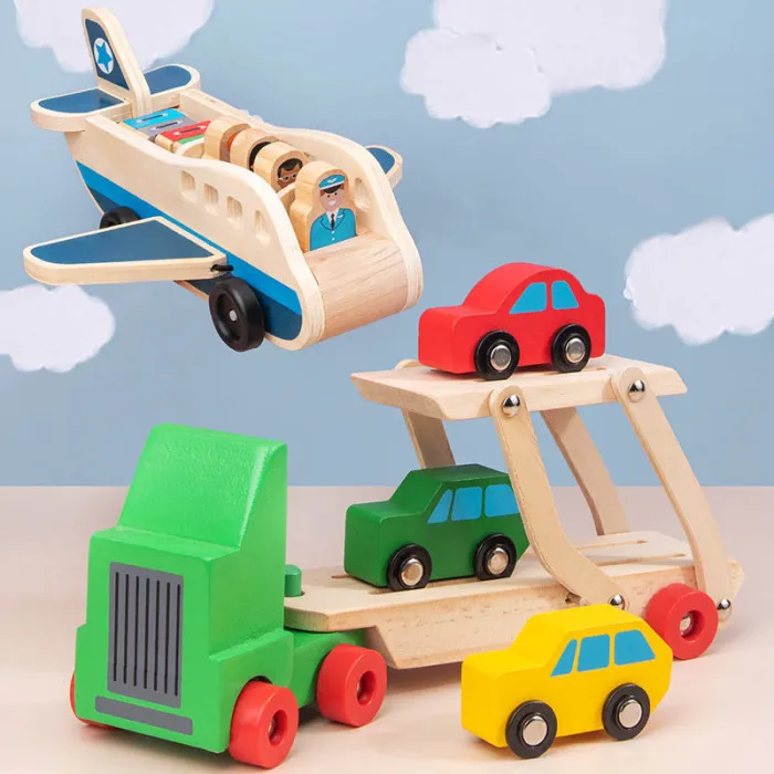 Деревянный двухслойный буксировщик Airplance игрушка транспорт познание раннее образование Малыш игрушка@ ZJF