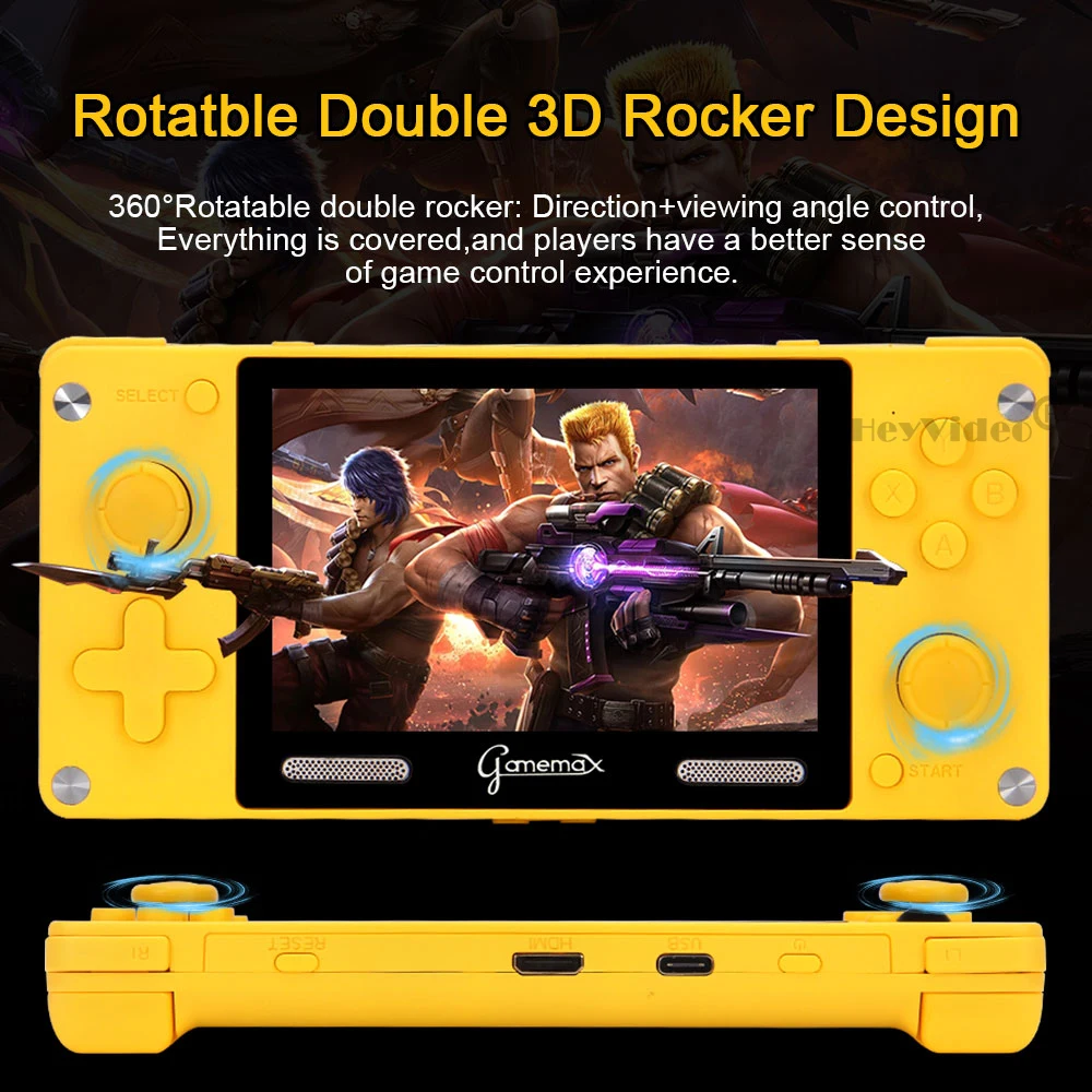 Portable Mini Game Joystick Console Built-in 3600+ Games 4 Inch IPS HD Screen Classic Video Game Player Support Multiplayer