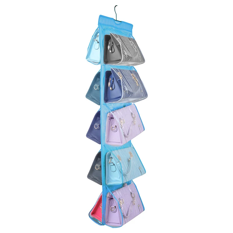 10 Карманный подвесной мешок Органайзер шкаф прозрачный мешок для хранения сумки шкаф для обуви Органайзер двери стены мешок для мелких предметов Сумка - Цвет: Синий