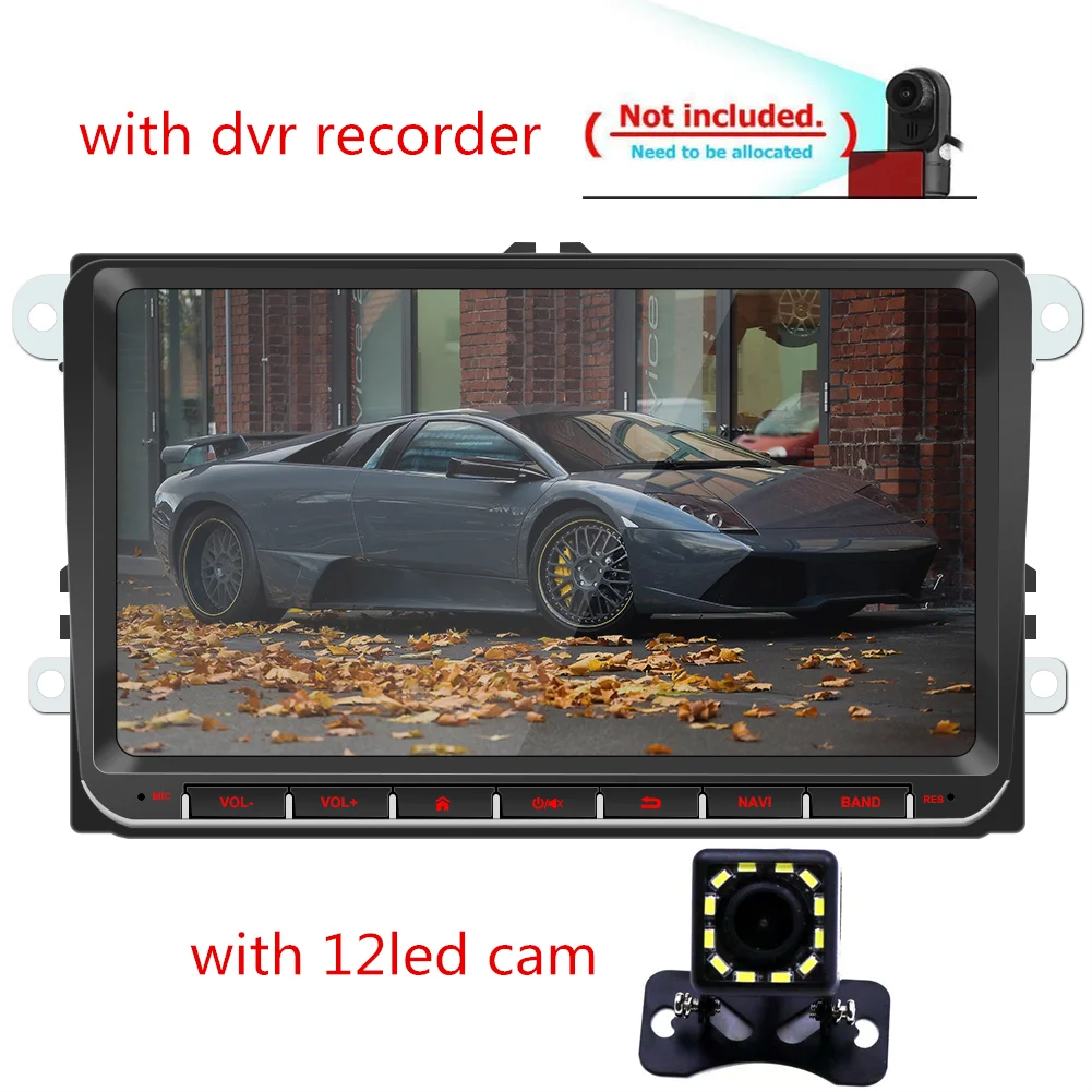 9 ''HD сенсорный экран автомобильный мультимедийный MP5 плеер для VW с Bluetooth FM Радио стерео Поддержка Android Morror Link - Цвет: 12led cam-recorder