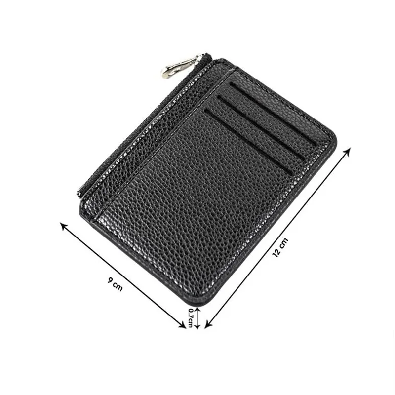 Portafoglio sottile portamonete in pelle PU porta carte da donna in pelle con cerniera Unisex porta biglietti da visita porta carte di credito Mini da uomo - immagine 6