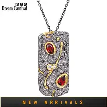 DreamCarnival1989 осень зима каменный век коллекции Длинная подвеска ожерелье для женщин черное золото Винтаж Уникальный Красный CZ WP6670