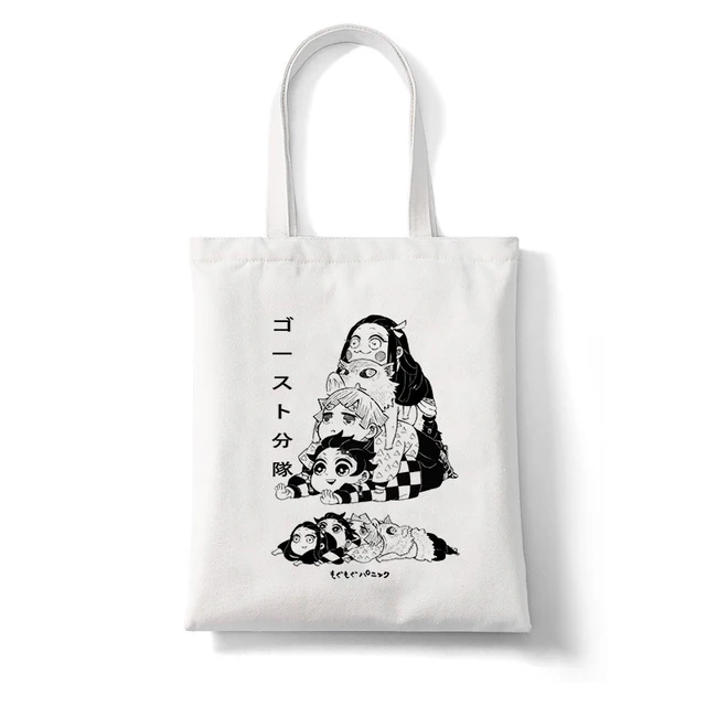 Shopping Bags Shopper Bag Demon Slayer Anime Rengoku Kyoujurou Kimetsu No Yaiba Harajuku Canvas Tote Bag Handbags Shoulder Bags B137J
