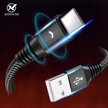 KSTUCNE Тип usb C кабель 1,2 м/1,8 м светодиодный 2.4A быстрой зарядки кабель usbc для samsung A50 A70 A30 huawei P30 P20 Lite Тип usb-usb-c