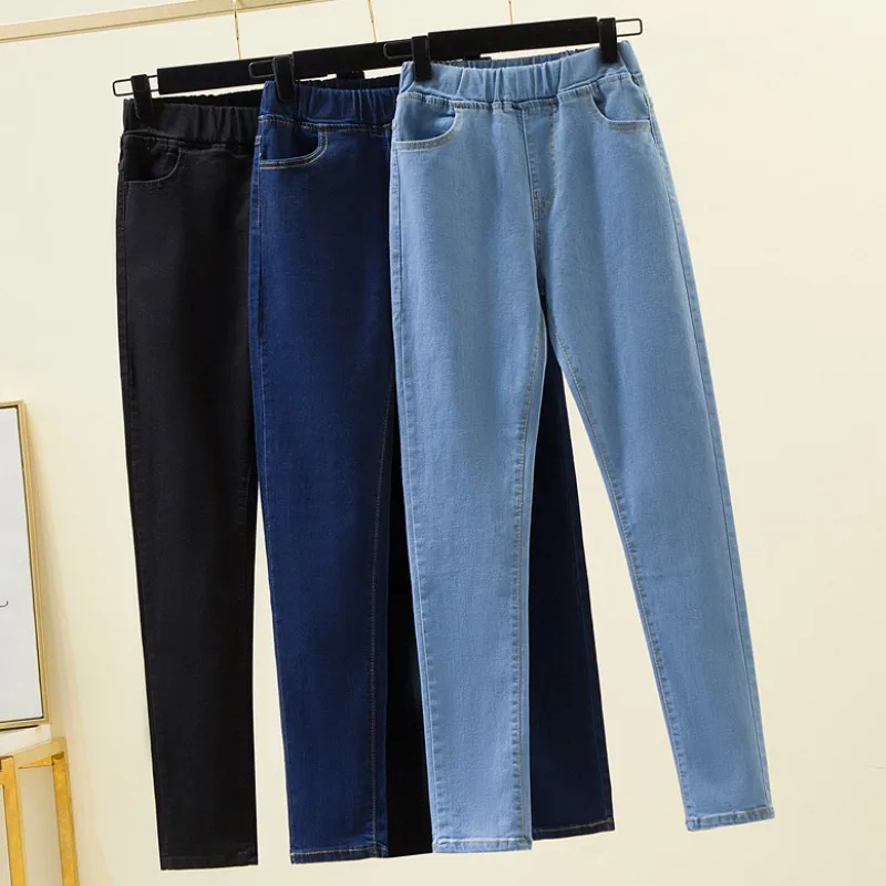 

Autumn Women Stretch Jeans Femme Top Stretch High Waist Jeans Mom Loose Vintage Denim Pants Pencil Trouser Female Tide H1842