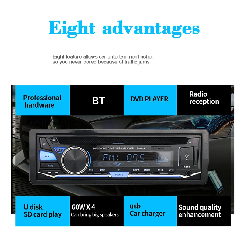 Bluetooth 1 din MP3 автомобильный радиоприемник проигрыватель Съемная панель стерео FM AUX в USB SD карта аудио плеер с пультом дистанционного управления