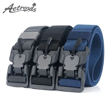 

[AETRENDS] Men's Tactical Adjustable Military Style Webbing Nylon Web Belt with Quick-Release Magnetic Buckle D-0180