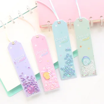 

Domikee cute kawaii candy office school sequins paper bookmarks for books candy student kids glitter index divider stationery