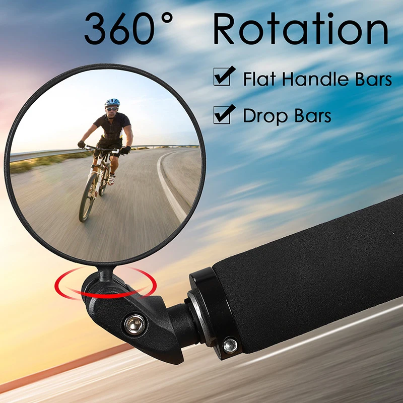 2 Safe Bike Convex Rearview Mirror for MTB Road Bike City Bikes E-bikes Bike Accessories Bicycle Mirrors for Handlebars Rotatable And Adjustable Bicycle Mirror HD Bike Mirror 