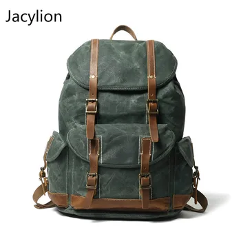 

Retro Personalized Canvas Backpack Outdoor Travel Large Capacity Backpack Simple New Magnetic Buckle Backpack Style Rain Cover