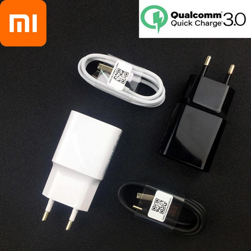 Charger set Оригинальное зарядное устройство Xiao mi QC 3,0 адаптер быстрой зарядки usb type c кабель для mi a2 a3 8 9 lite 8 9 se 9t pro max 3 Red mi Note 7 8 pro - Тип штекера: Charger set