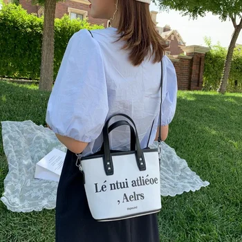 

New Women's Hand Bag Instagram Versatile Canvas Cross-Body Bag Summer Fashion Bucket Bag Women Girls Handbag