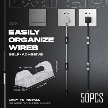 

50pcs Finisher Wire Clamp Self-adhesive Wire Organizer Cable Clip Holder home desktop fitted clamp Self-Adhesive Cable Winder