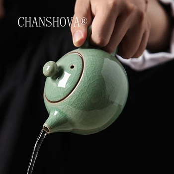 

CHANSHOVA 200ml Traditional Chinese Style Celadon Crackle Solid color Ceramic Small Teapots China Ru Kiln Porcelain tea set H414