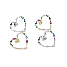 Геометрические радужные cz Красочные полые серьги-гвоздики в форме сердца золотого цвета, трендовые багет для женщин и девушек, подарки на день Святого Валентина, ювелирные изделия