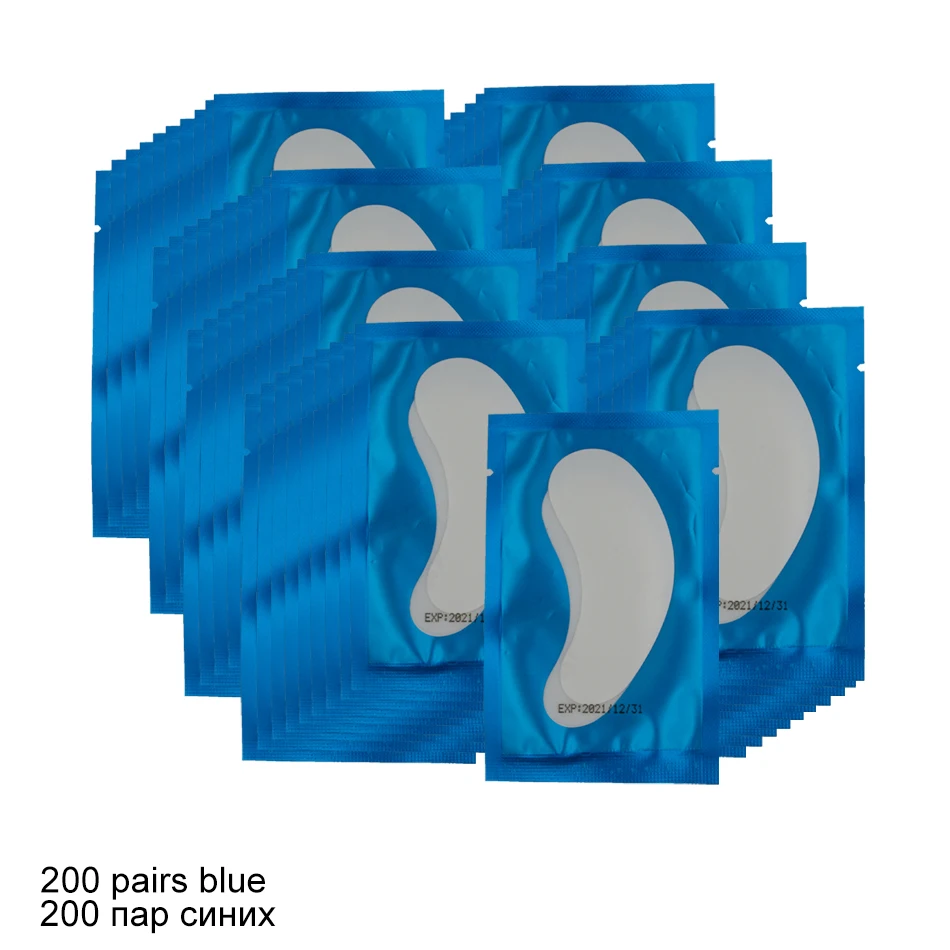200 Pairs Blue Синие бумажные накладки для наращивания ресниц 200 пар Одноразовые накладки для глаз наращивание ресниц кончики для глаз наклейки Обертывания инструменты для макияжа - Цвет: 200 Pairs Blue