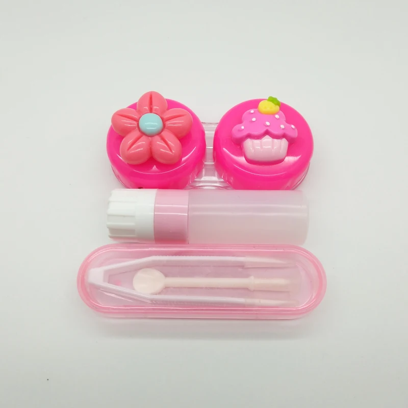 Rose LIUSVENTINA портативный DIY Красочные цветок и клубника Торт Контактные Линзы Чехол коробка контейнер для цветные линзы подарок для девочек - Цвет: Rose