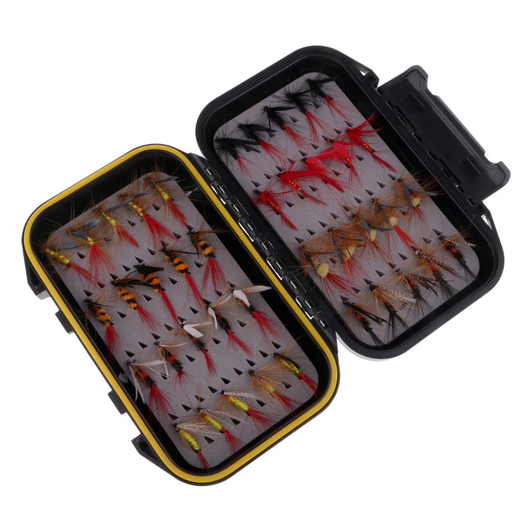 40pcs Fly Fishing Lure Colorful Wet / Dry Simulation Flies Butterfly Baits Waterproof box for Fishing Lovers