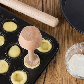 

Wooden Pastry Pusher Egg Tart Tamper Portable Double Sided Baking Moulder Egg Tart Molder Baking Cake Cookies Mold Kitchen Tools