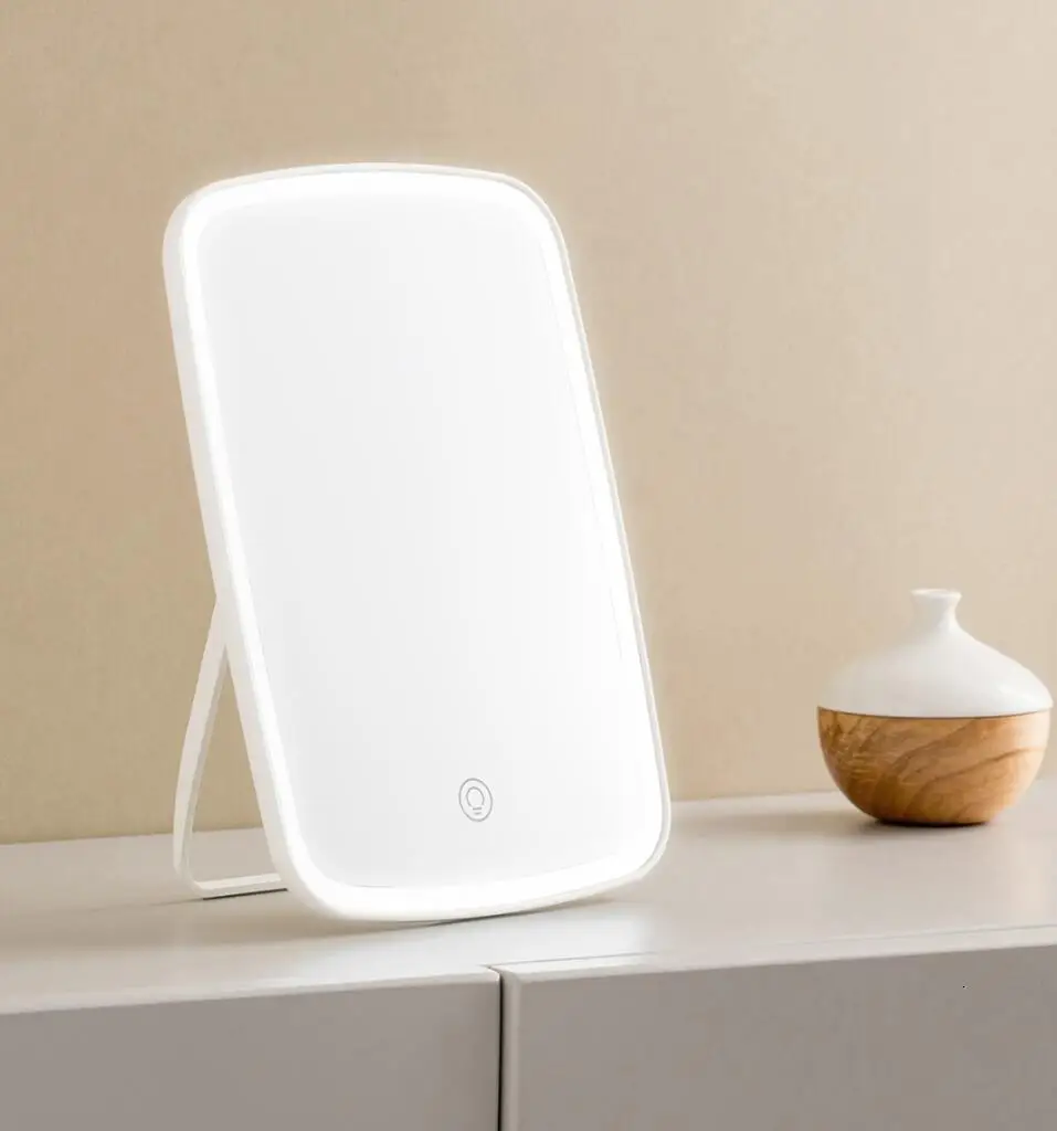 Xiaomi зеркало для макияжа с светодиодный косметическое зеркало с сенсорным диммером Батарея операции подставка для настольного Ванная комната Спальня дорожная сумка
